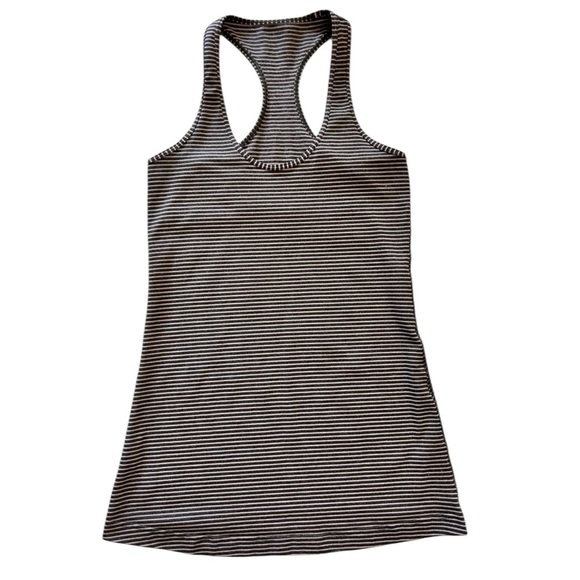 Lululemon Women's Striped Cool Racerback Tank Top Size 0 Gray Pink - Picture 1 of 5